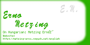 erno metzing business card